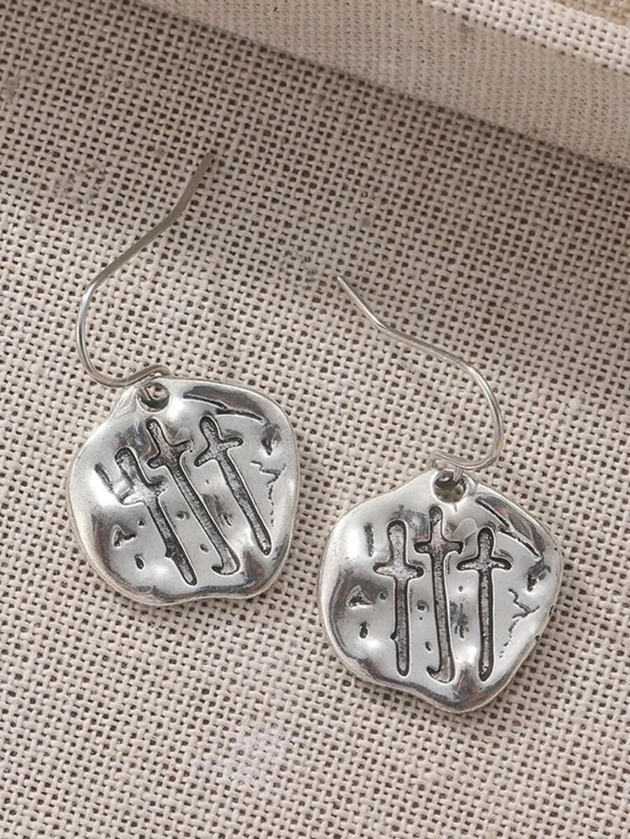 Vintage Silver Asymmetrical Drop Earrings