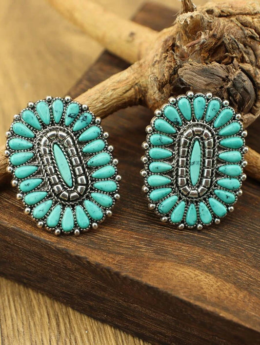 Western Style Turquoise Pendant Earrings
