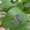 Vintage Carved Flower Round Pendant Earrings