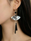 Chinese Style Folding Fan Pearl Earrings