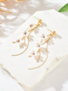 Floral Rhinestone Tassel Stud Earrings