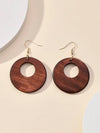Vintage Wooden Hollow Round Pendant Earrings
