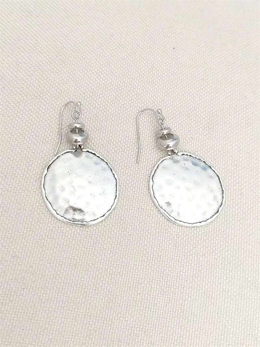 Vintage Hammered Round Pendant Earrings