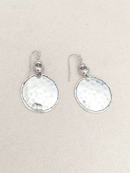 Vintage Hammered Round Pendant Earrings