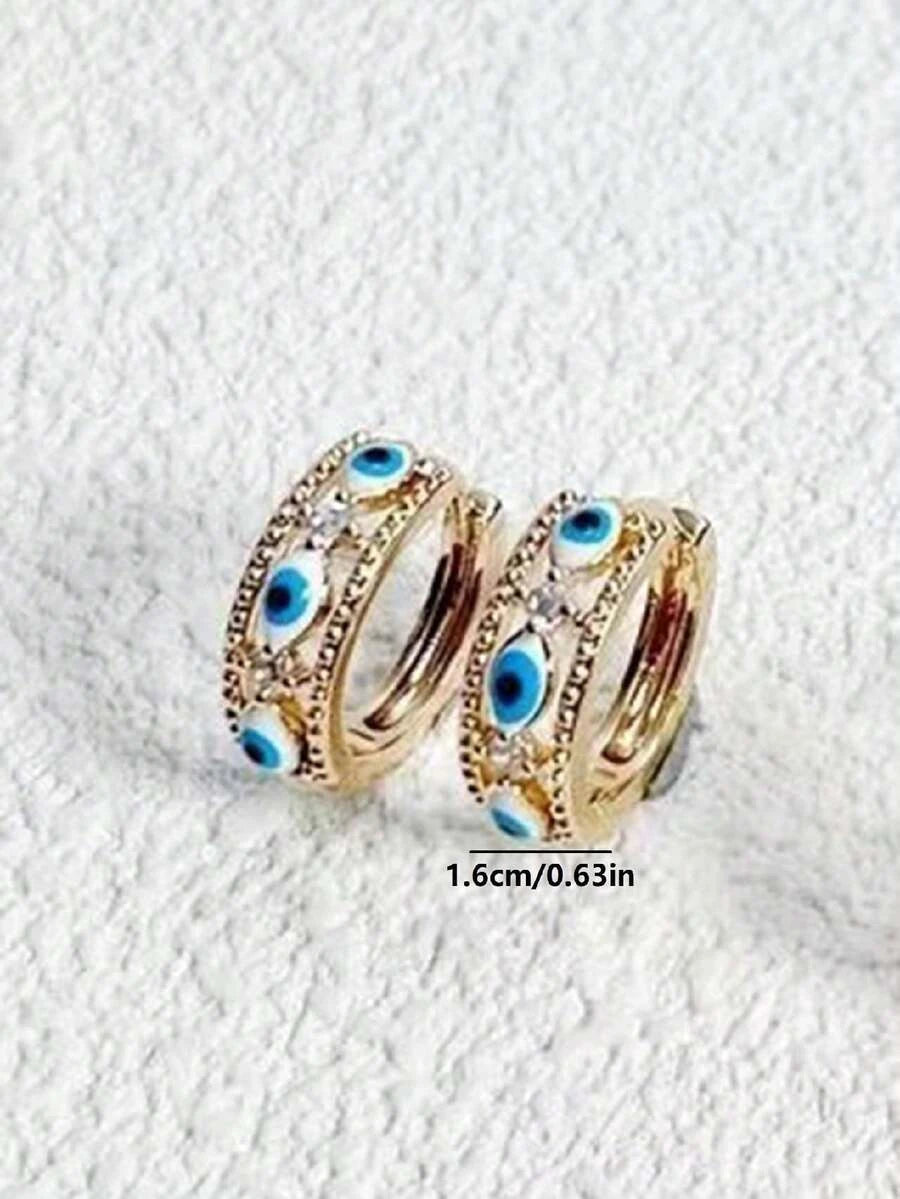 Gold Plated Crystal Demon Eye Earrings