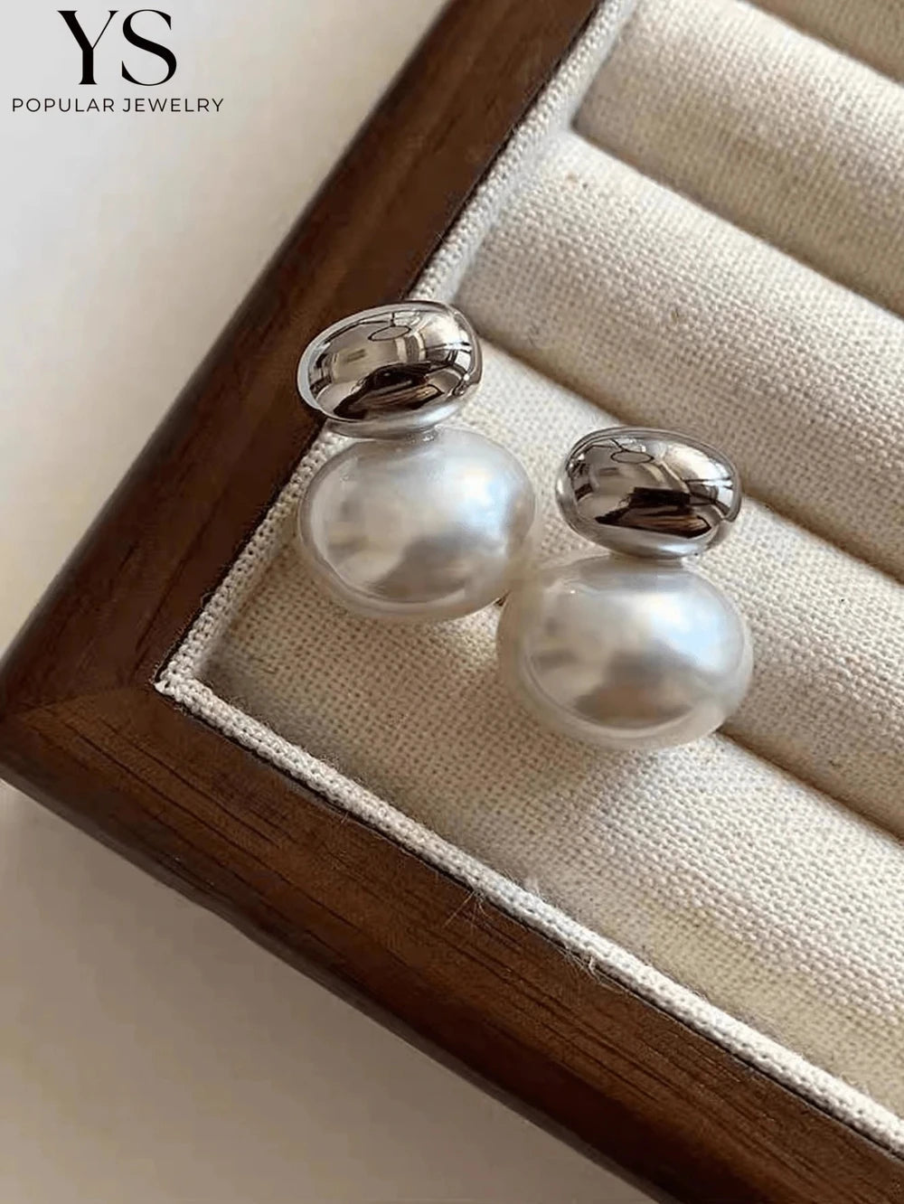Gold Plated Faux Pearl Stud Earrings
