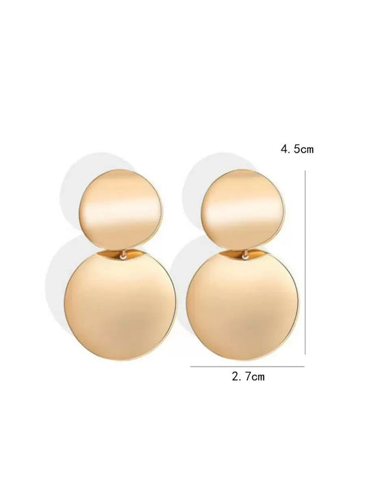Retro Smooth Metal Circle Earrings