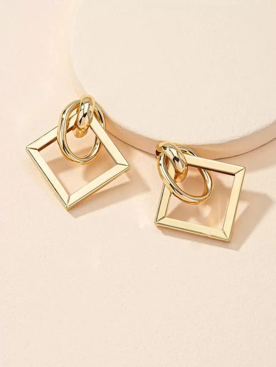 Geo Design Gold Earrings