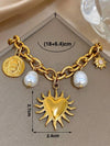 Golden Faux Pearl Heart Bracelet Set