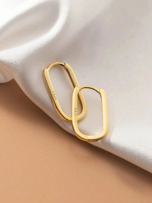 Minimalist Gold Plated Oval Hoop Earrings