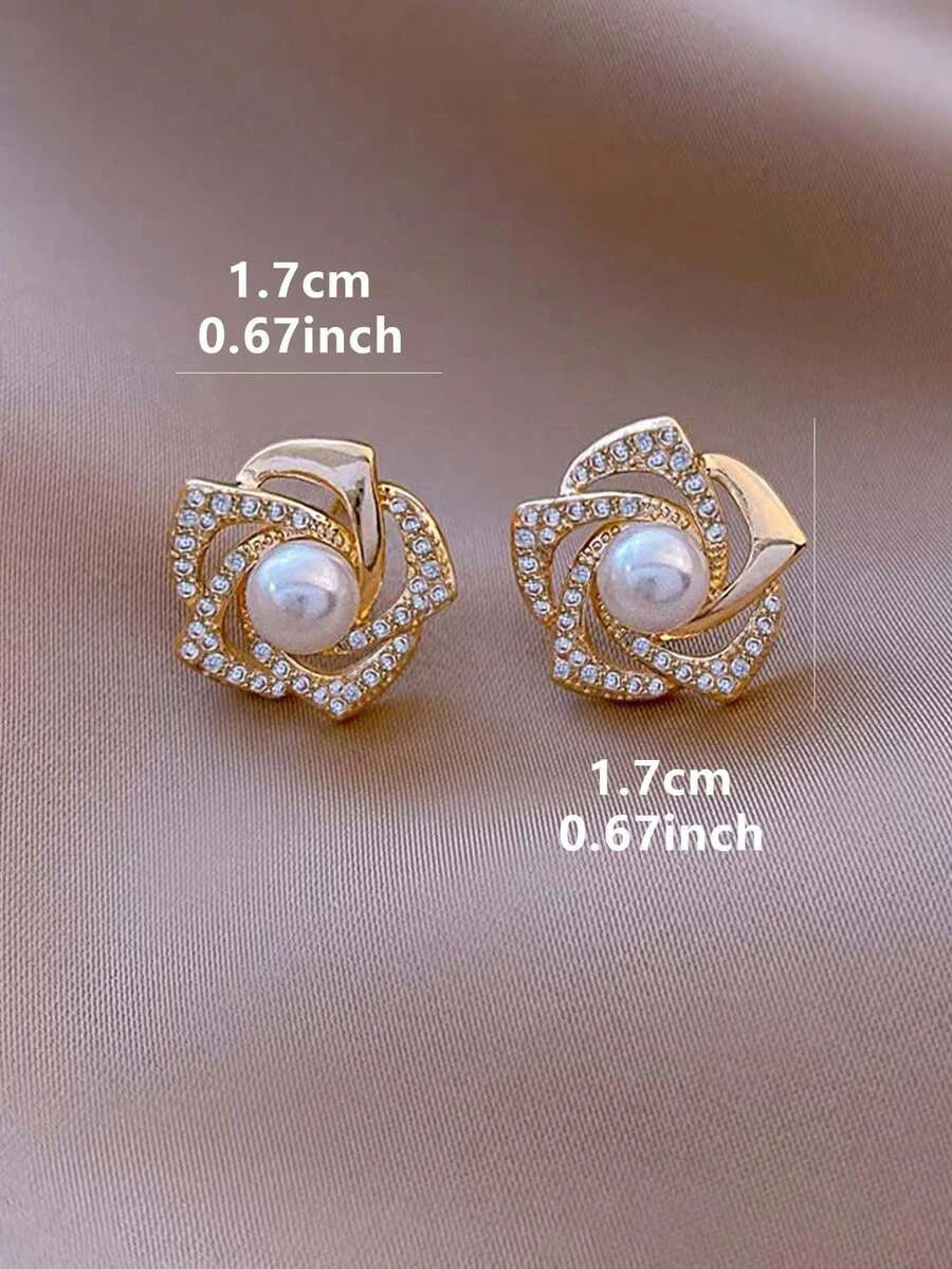 Minimalist Geometric Faux Pearl Earrings