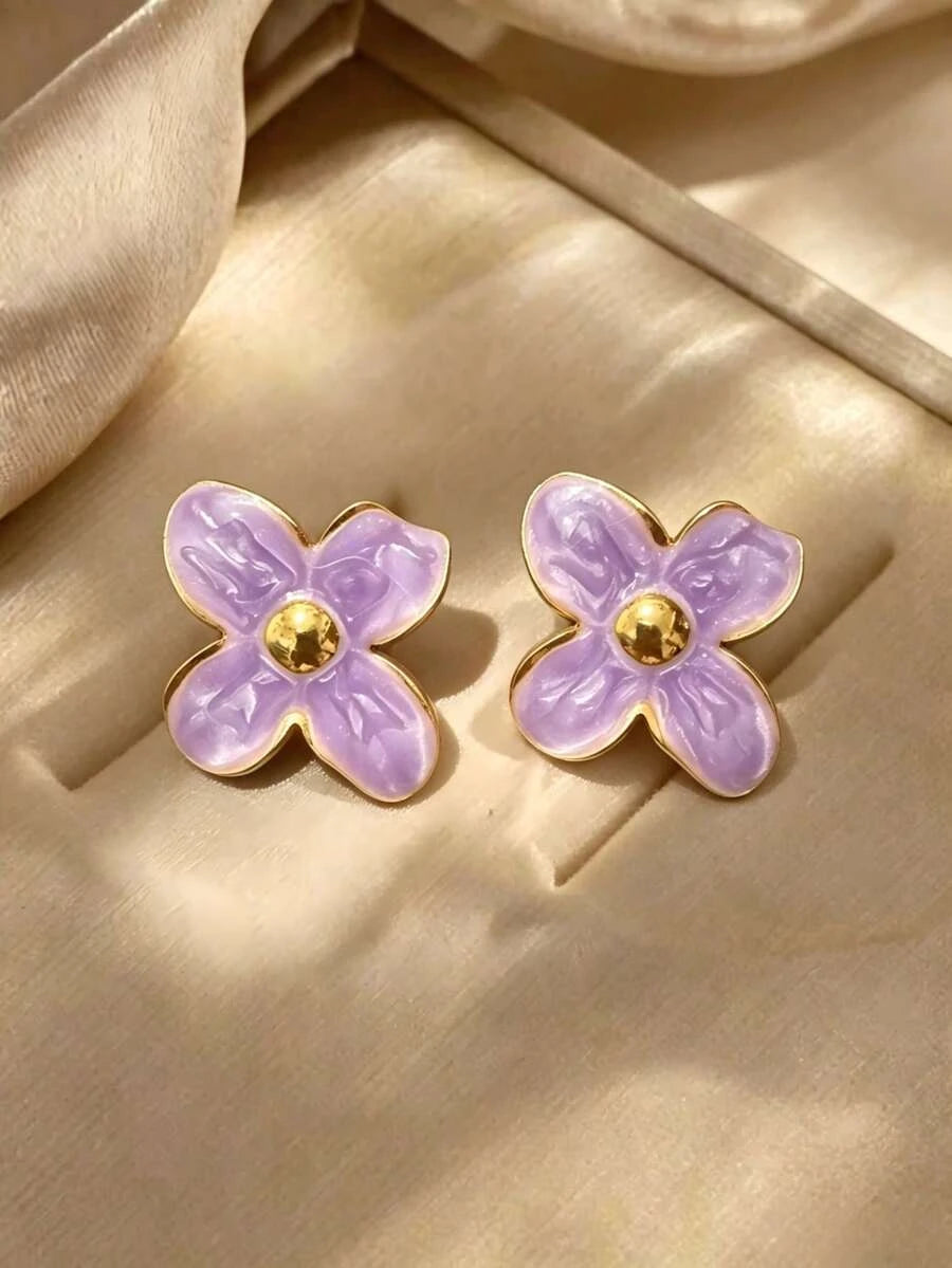 Elegant Stainless Steel Flower Earrings