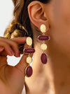 French Vintage Enamel Asymmetrical Drop Earrings