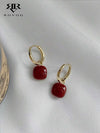 French Vintage Geometric Copper Earrings