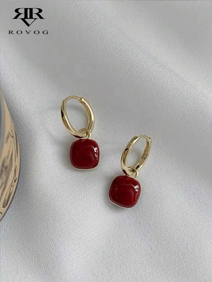 French Vintage Geometric Copper Earrings
