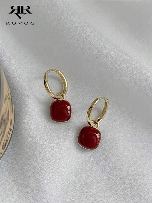 French Vintage Geometric Copper Earrings