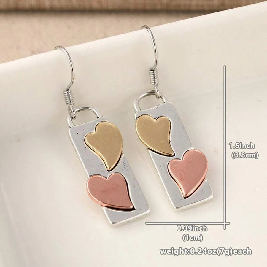 Vintage Minimalist Geometric Heart Earrings