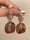 Vintage Asymmetrical Tie Dye Acrylic Long Pendant Earrings