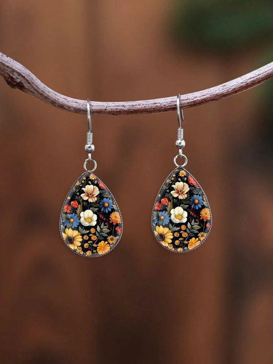 Vintage Floral Teardrop Earrings