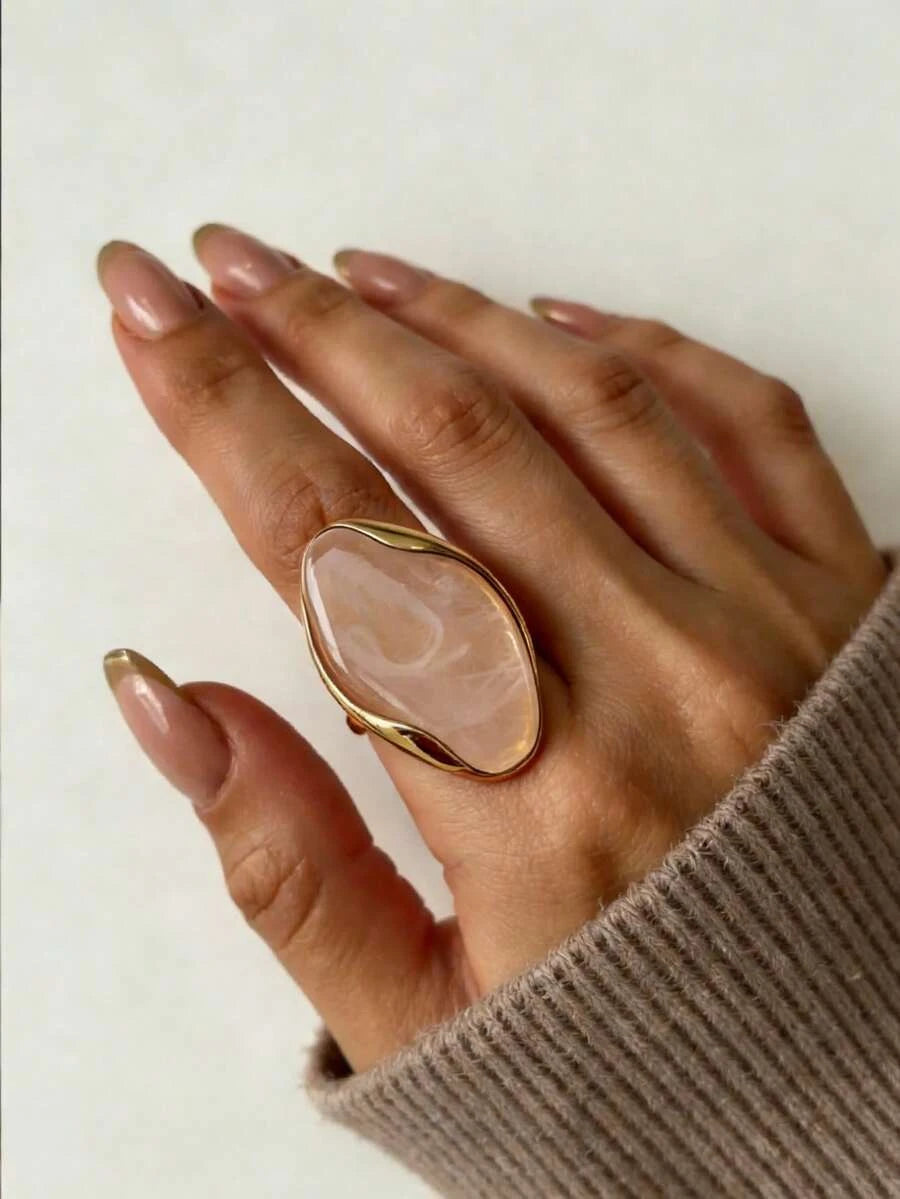 Gold Plated Geometric Resin Ring