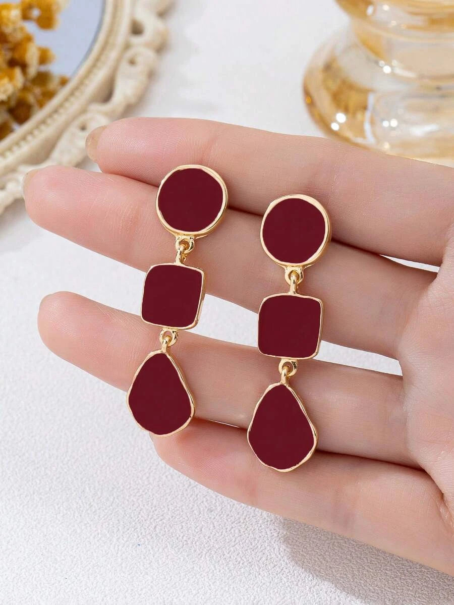 Vintage Geometric Asymmetrical Drop Earrings
