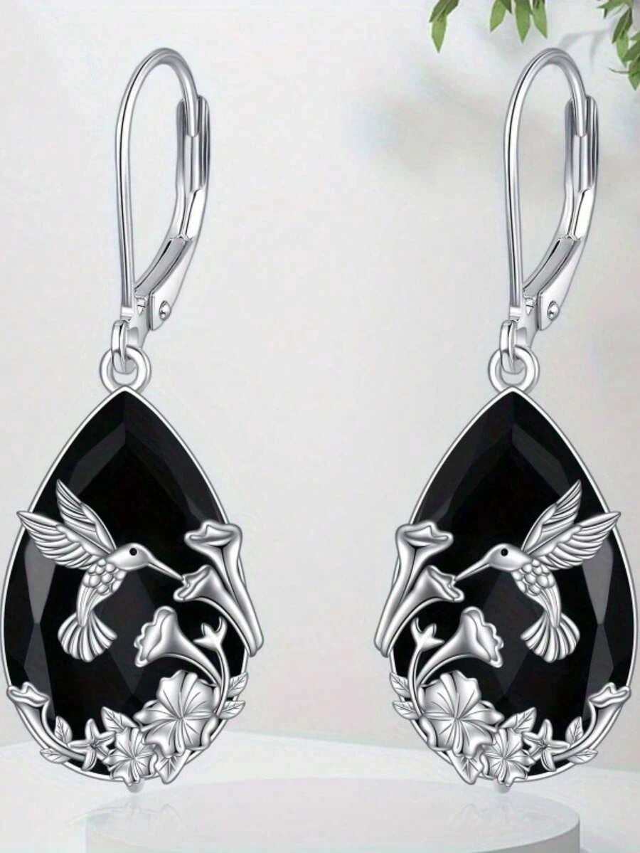 Vintage Teardrop Hummingbird Earrings