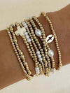 Golden Bead Faux Pearl Bracelet Set