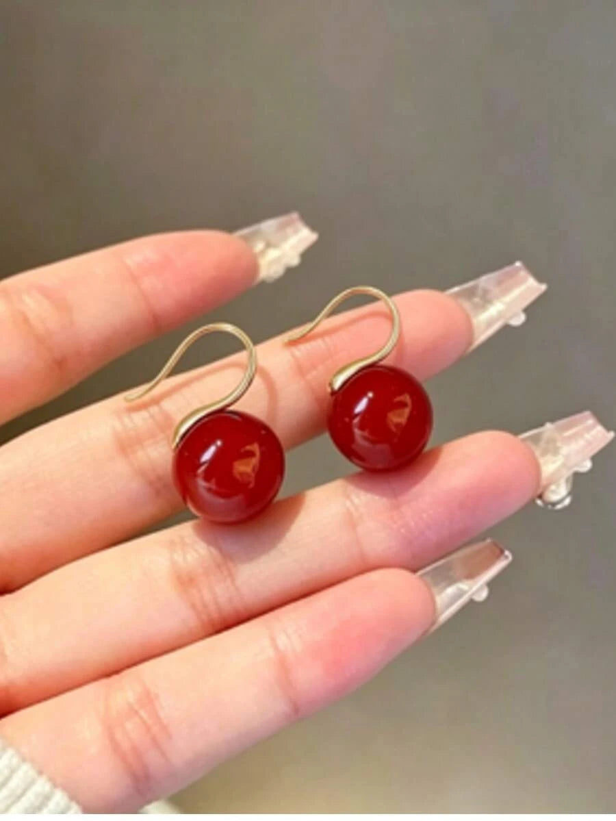 Vintage Red Alloy Drop Earrings