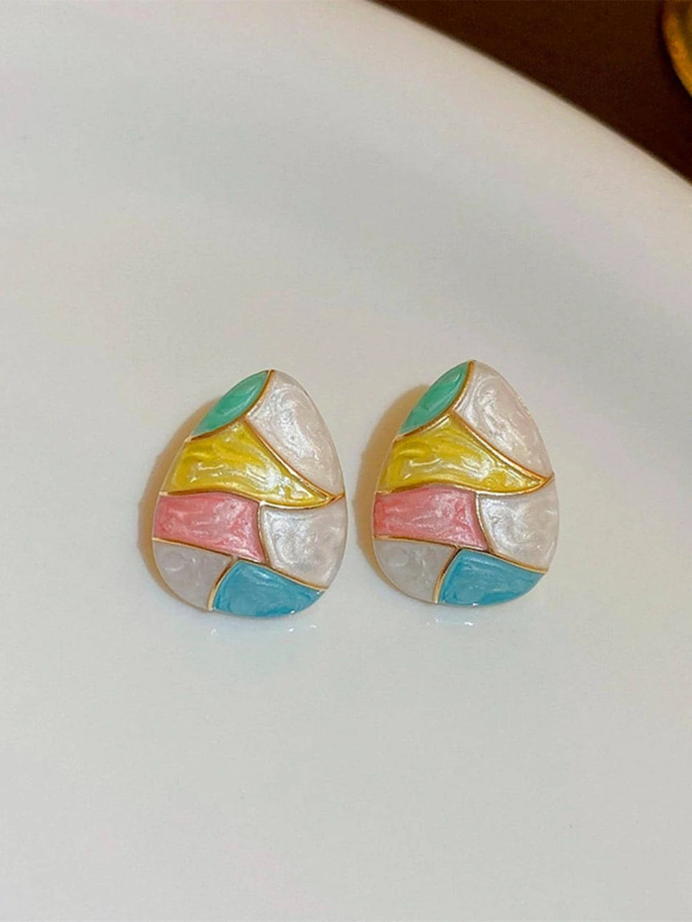 Geometric Abstract Face Enamel Earrings