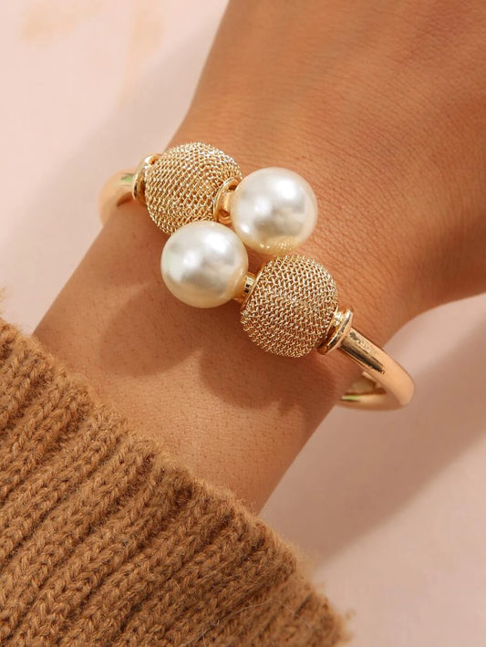 Faux Pearl Decor Bangle