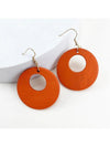 Vintage Wooden Hollow Round Pendant Earrings