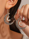 Retro Asymmetric Crescent Moon Drop Earrings