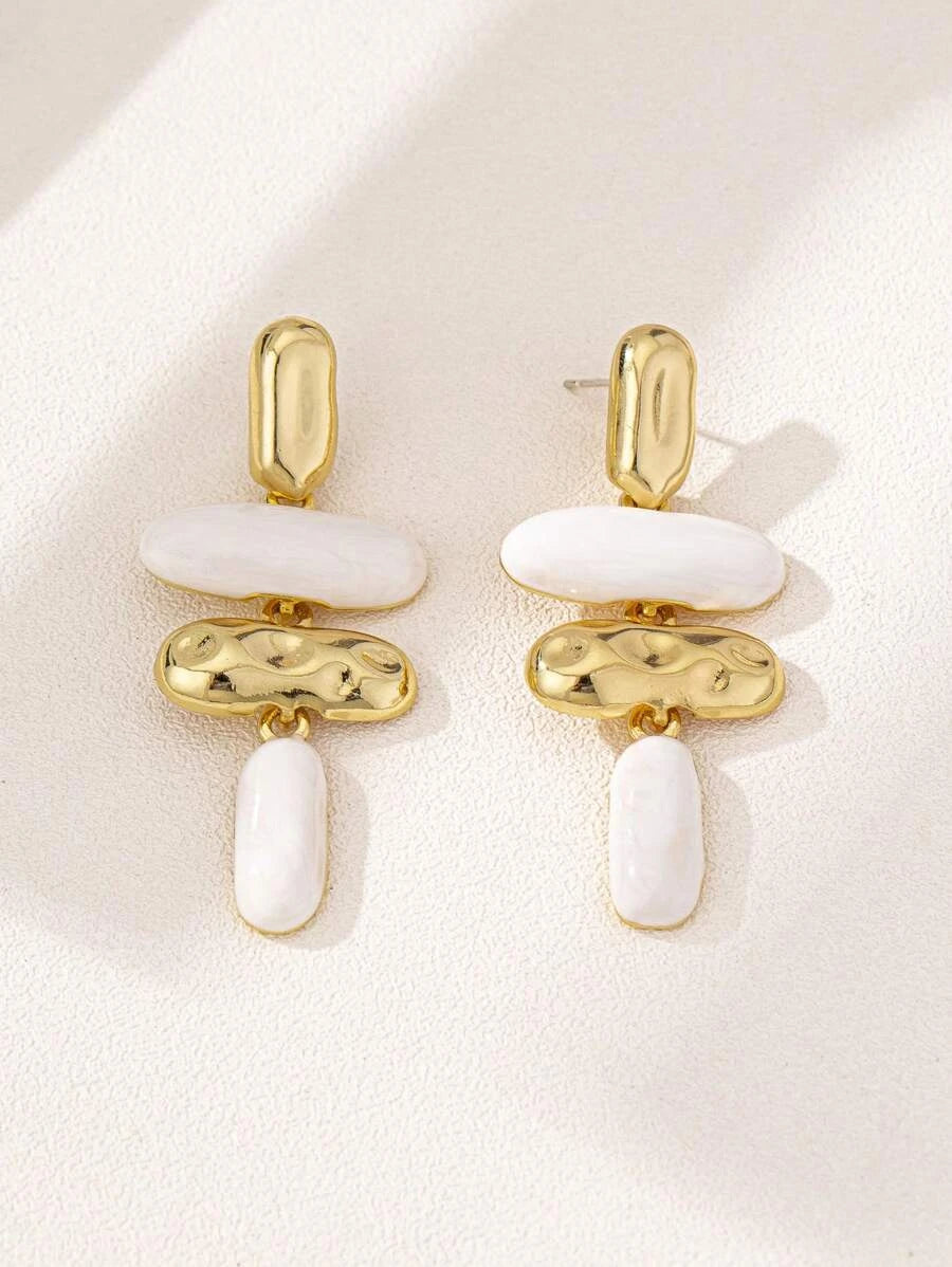 Asymmetrical Geometric Enamel Drop Earrings