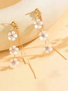 Floral Rhinestone Tassel Stud Earrings