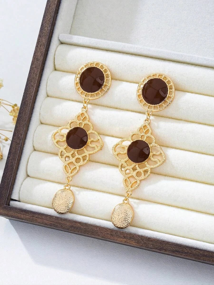 Vintage Palace Asymmetrical Enamel Dangle Earrings