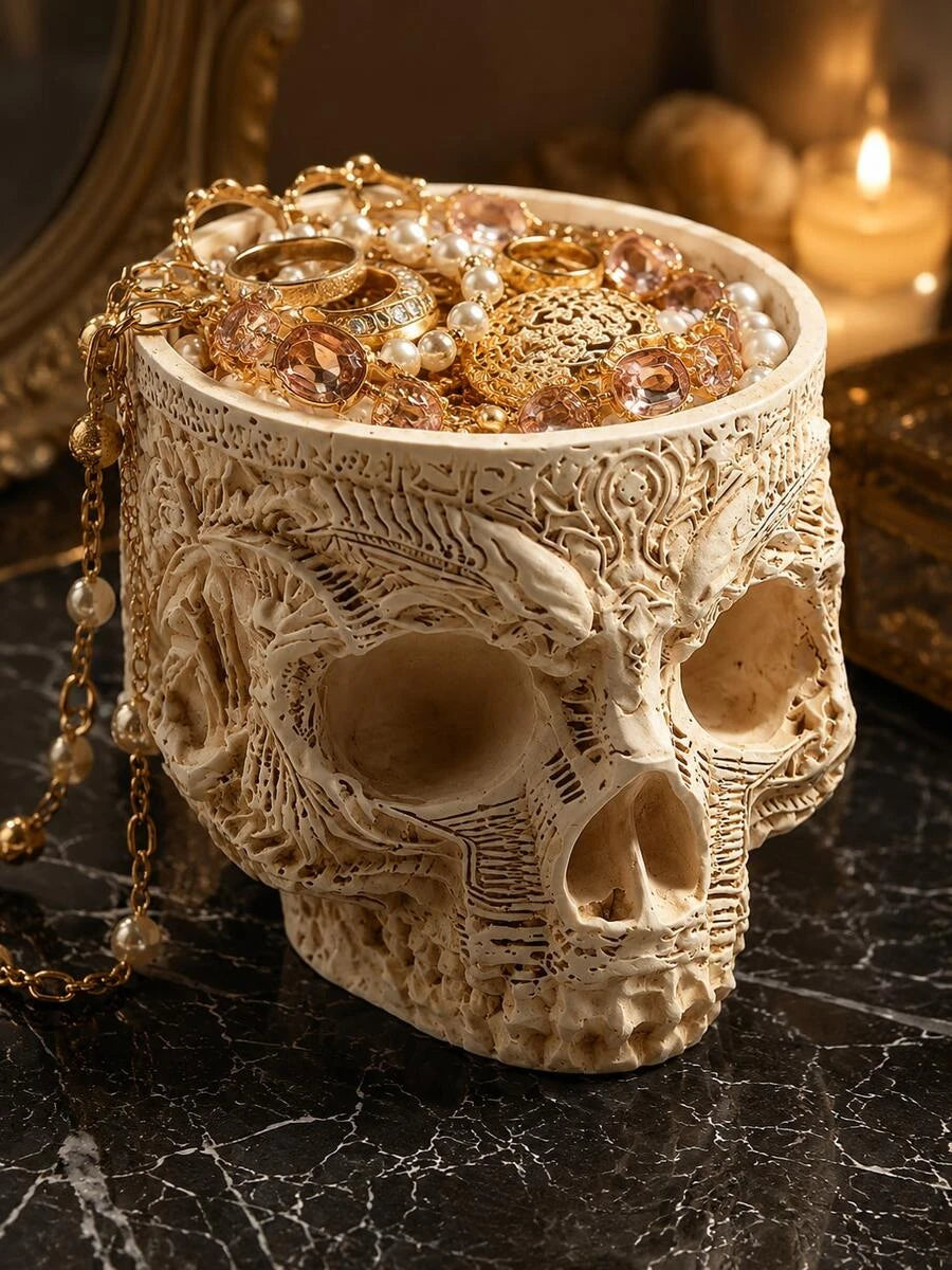 Gothic Resin Skull Jewelry Box