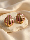 Pink Enamel Shell Stud Earrings