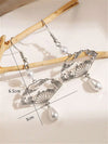 Chinese Style Folding Fan Pearl Earrings