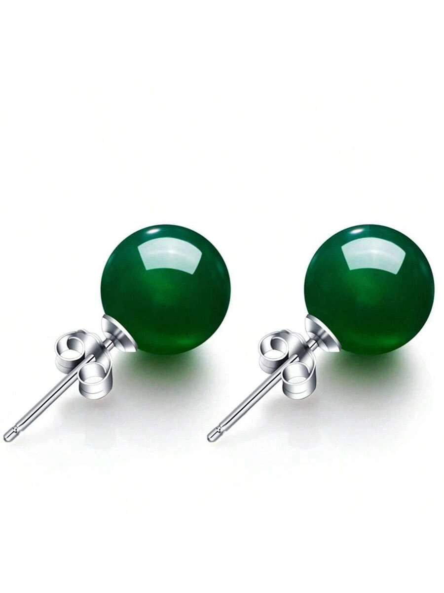 Minimalist Purple Stone Silver Stud Earrings