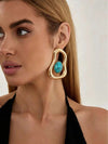 Geometric Oval Faux Pearl Stud Earrings