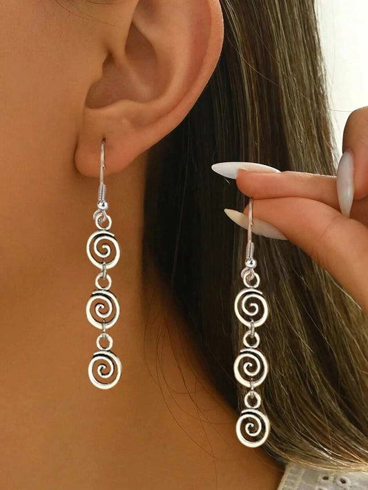 Small Vintage Distressed Geometric Spiral Earrings