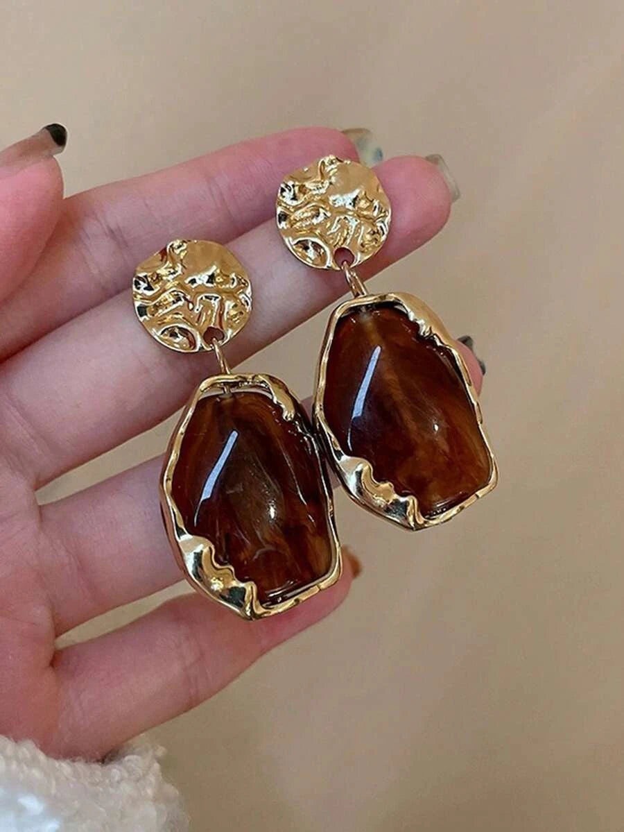 Retro Geometric Resin Earrings
