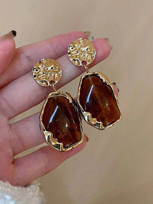 Retro Geometric Resin Earrings