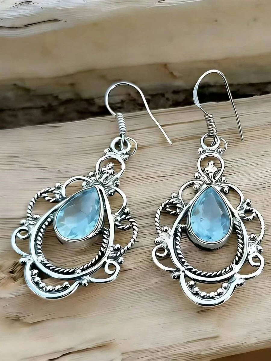 Vintage Bohemian Teardrop Gemstone Earrings
