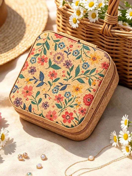 Vintage Cork Travel Jewelry Box