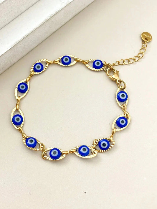 Minimalist Stainless Steel Eyeball Tennis Bracelet