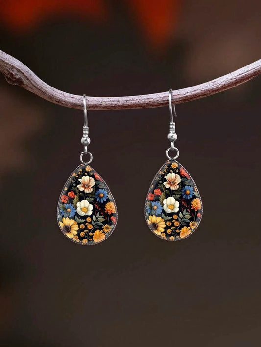 Vintage Floral Teardrop Earrings