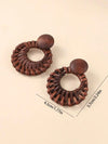 Handmade Woven Rattan Circle Earrings