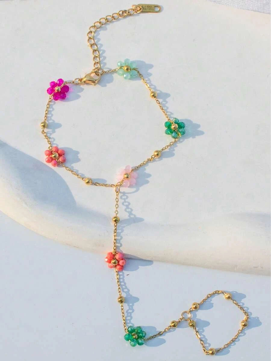 Gold Lip Chain Knuckle Bracelet