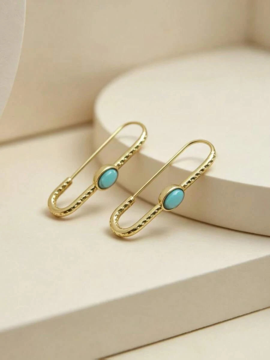 Vintage Bohemian Geometric Faux Opal Earrings